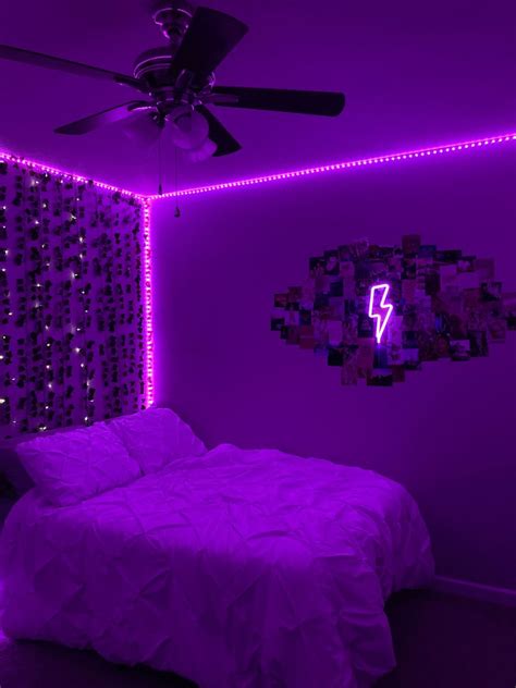 Purple Led Wall Collage Room Ideas Bedroom Dream Room Inspiration