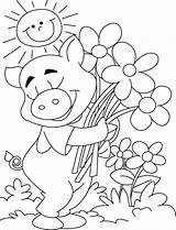 Coloring Pig Pages Happy Valentine Flowers Baby Sheets Bestcoloringpages Animals Printable Template Cartoon Farm Kids sketch template