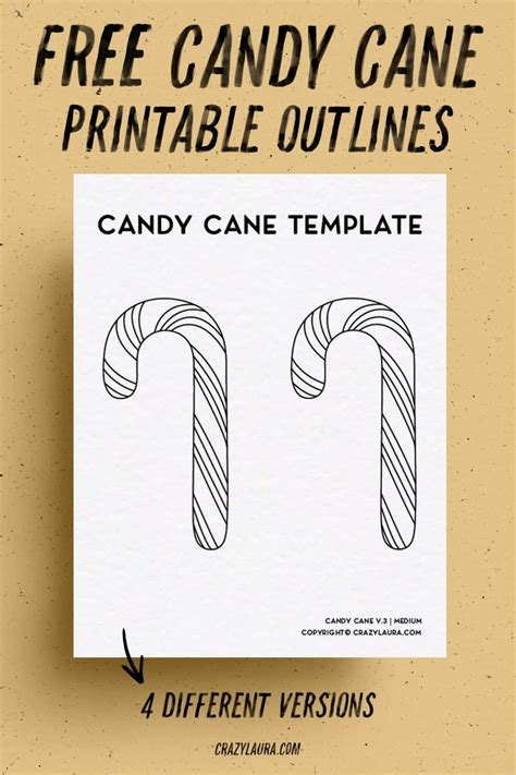 candy cane template printable shape outlines crazy laura