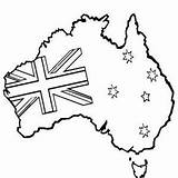 Australia Coloring Map Australian Flag Drawing Pages Line Draw Decoration Book Drawings Printable Sydney Kids Color Icon Print Colouring Books sketch template