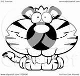 Tiger Clipart Cute Cub Cartoon Happy Outlined Coloring Sly Cory Thoman Vector Angry Clipartof 2021 sketch template