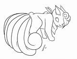 Vulpix Coloring Pages Ninetales Lineart Bandana Template sketch template