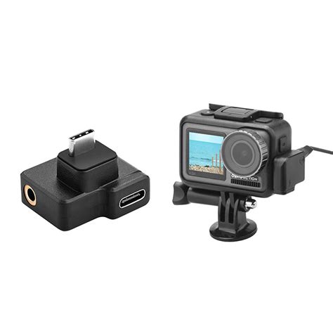 mini mm audio adapter external microphone mount  dji osmo action camera ebay
