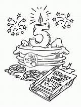 Birthday 5th Coloring Pages Happy Kids Printables Printable Wuppsy Colouring Cake Holiday Template Holidays Age Anniversary sketch template