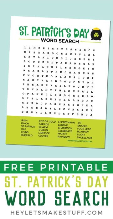 printable st patricks day word search hey lets  stuff