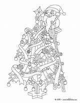 Christmas Santa Claus Tree Coloring Pages Decorating Color Hellokids Print sketch template
