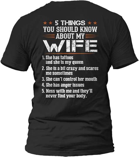 Mens Classic T Shirt 5 Things You Should Know About My Wife Crew
