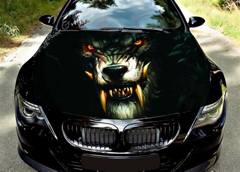 car hood decal wolf vinyl sticker graphic wrap decal etsy