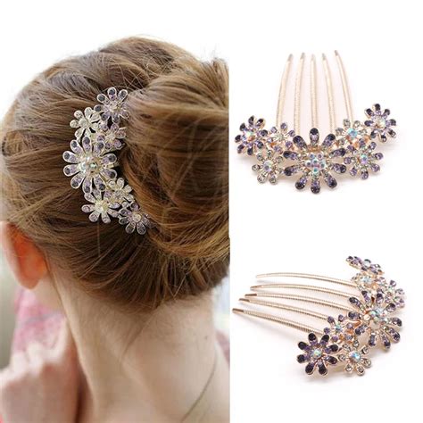 1pc Fashion Crystal Flower Hairpins Metal Hair Clips For Women Female