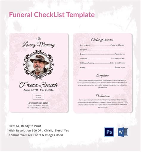 sample funeral checklist templates  excel  google