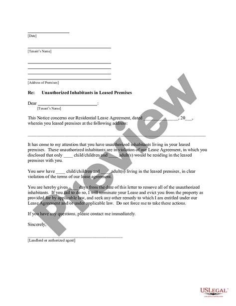 california letter  landlord  tenant  notice  remove