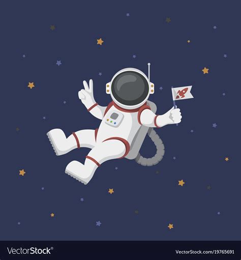funny flying astronaut  space  stars  vector image