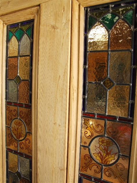Antique Stained Glass Front Door With Handpainted Glass