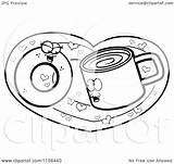 Donut Coffee Cup Cartoon Clipart Coloring Heart Cory Thoman Outlined Vector 2021 sketch template