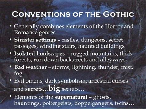 conventions of the gothic gothic novel gothic writing