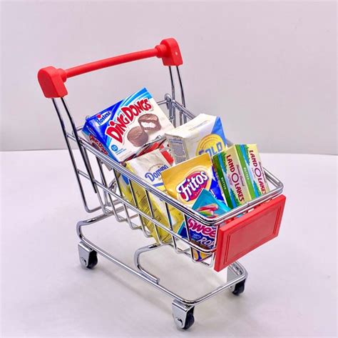 mini grocery cart wmini  scale groceries mini brands elf etsy
