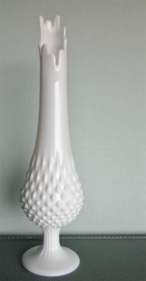 Vintage Fenton Swung Vase Hobnail Milk Glass With Pedestal Milk Glass