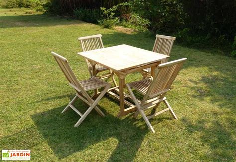 salon de jardin bois teck table extensible rectangulaire  cm  chaises mon jardin