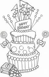 Birthday Coloring Happy Cake Pages Mom Drawing Party Printable Drawings Sheets Rocks Easy These Cards Getdrawings Geburtstag Cakes Visit Choose sketch template