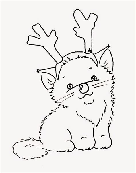 reindeer kitty cat coloring page christmas cats christmas coloring