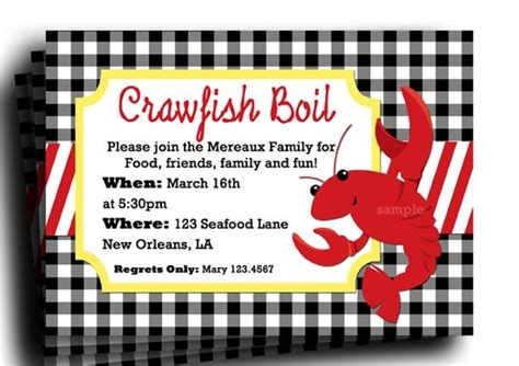 crawfish boil invitation printable  printed