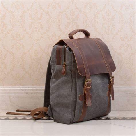 personalised canvas  leather backpack  eazo notonthehighstreetcom