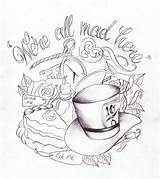 Wonderland Alice Drawing Sketch Tattoo Tattoos Drawings Ink Pencil Nevermore Mad Deviantart Teacup Tat Sketches Key Quotes Mushroom Keyhole Pocket sketch template