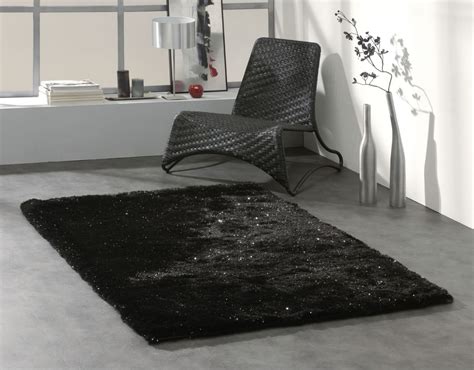 tapis shaggy brillant noir dominus