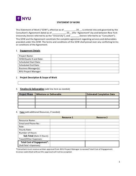simple statement  work template