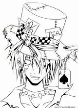 Coloring Anime Pages Mad Colouring Adult Evil Sheets Books Hatter Drawings Visit Mandala Pencil Drawing Alice sketch template