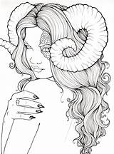 Coloring Demon Girl Pages Fantasy Drawing Adult Deviantart Printable Face Adults Tattoo Sketches Drawings Line Colouring Foux Book Demons Color sketch template