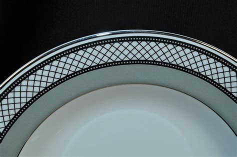 Ralph Lauren China Silk Ribbon Slate Rim Soup Bowl Plate New