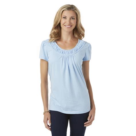 basic editions womens pleated top