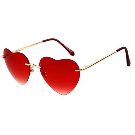 guoxuan thin metal frame heart shaped sunglasses red
