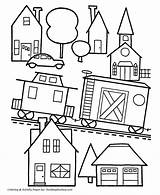 Coloring Town Pages Christmas Toys Train Printable Sheet Toy Kids Fun Sheets Honkingdonkey Children Color City Drawings Comments Shopping Cars sketch template