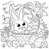 Bunny Easter Coloring Basket Pages Rabbits Printable Drawing Supercoloring Categories sketch template