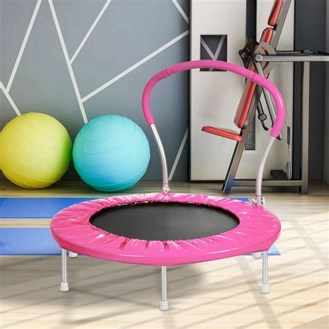 xxinch lbs load kids trampoline  handle bar indoor outdoor mini recreational