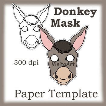 donkey mask paper mask template animal mask  vinitaart tpt