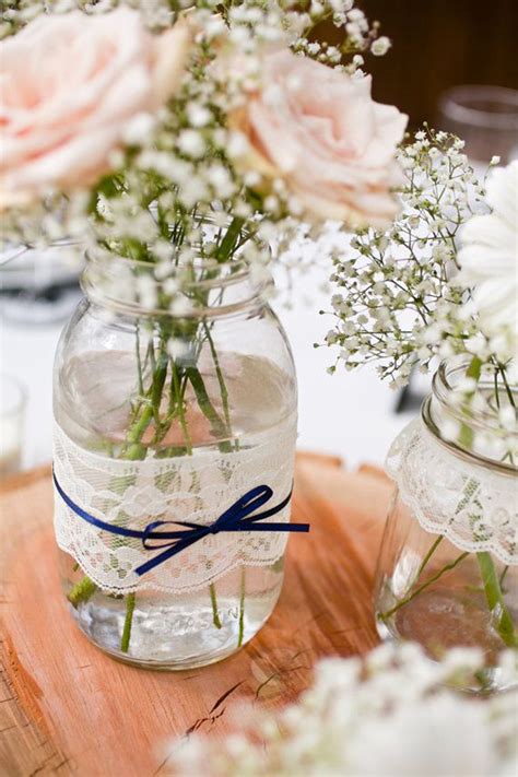 lace mason jar vases wedding table homemydesign