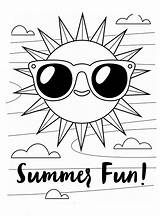 Summer Sun Coloring Printable Pages Kids Description sketch template