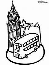 Coloring Pages England London Bus Tower Ben Big Clock Landmarks Kids Double Decker Print Famous Collection Around Colouring Cliparts Color sketch template