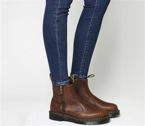 dr martens leather  zip chelsea boots  brown lyst