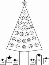 Christmas Countdown Coloring Printable Tree Crafts Kids Preschool sketch template