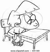 Bored School Cartoon Desk Outline Girl Clipart Clip Drawing Her Illustration Royalty Rf Toonaday Leishman Ron Boredom Getdrawings Clipartof sketch template
