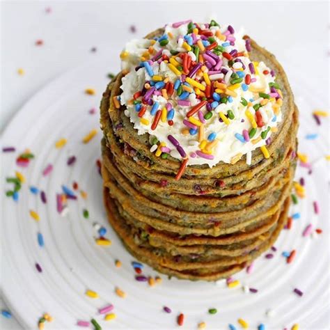 sprinkle pancakes topped  whipped cream   sprinkles