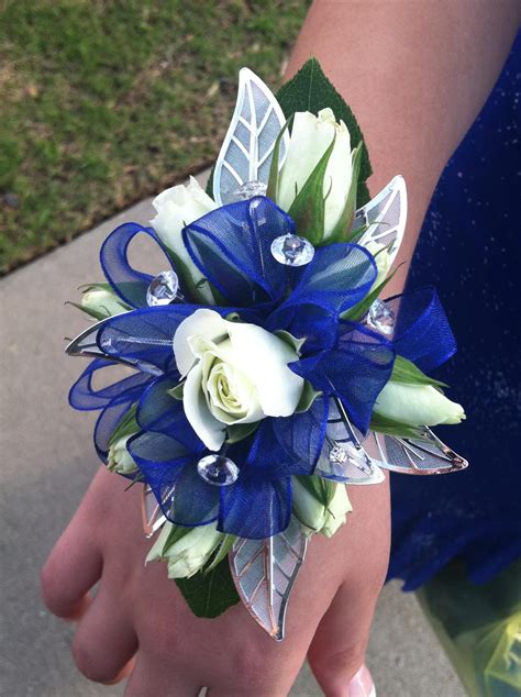 blue  silver wrist corsage prom flowers corsage corsage prom wrist corsage prom