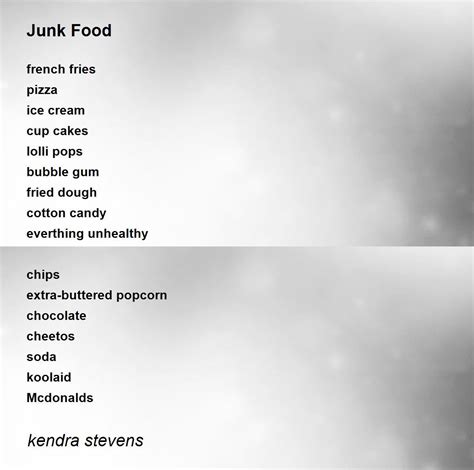 junk food junk food poem  kendra stevens