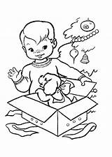 Boy Little Coloring Christmas Pages Printable Kids Gift Opening Color Baby Nice Gifts Boys Cola Coca Clipart Print sketch template