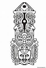 Coloring Pages Inca Aztec Mayan Totem Inspiration Adult Printable Color sketch template