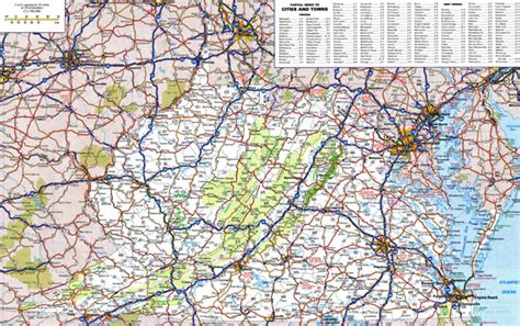 Large Detailed Roads And Highways Map Of Virginia And West